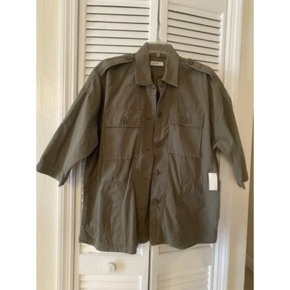 NWT 1969 GAP Shirt Jacket Shacket Medium Solid Green Army Minimalist - Picture 1 of 5
